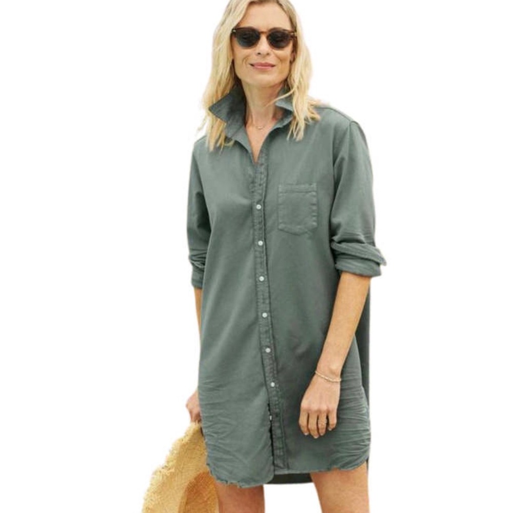 Frank & Eileen Mary Classic Shirtdress in Thyme M 100% Cotton Button Front